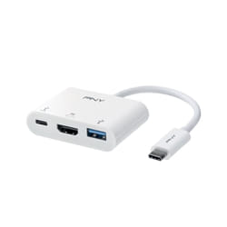 PNY A-TC-UA30HDTC-W01-RB câble vidéo et adaptateur 0,12 m USB Type-C USB Type-C + USB Type-A + HDMI Blanc