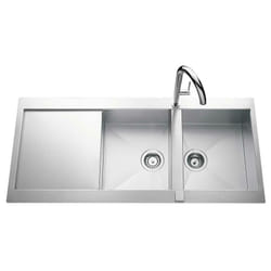 JS - vier de cuisine Inox lisse roma plus 2 bacs - l 1160 x l 520 x p 190 mm - sous-meuble de 80 cm