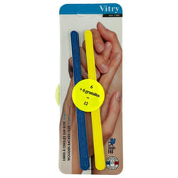 Vitry 12 Limes à Ongles sur Bois 17 cm dont 6 Offertes - Couleur : Bleu et Jaune