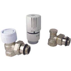 Ayor - Kit équerre nickelé 1/2' : robinet thermostatique + coude de réglage
