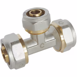 SOMATHERM FOR YOU - Té à compression réduit au centre pour tube Multicouche : Ø20 - Ø16 - Ø20 Permet de raccorder des tubes m ...