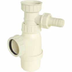 SOMATHERM FOR YOU - P119 - Siphon évier réglable avec prise pour mâchine à laver - Plastique blanc - 1 prise latérale pour ma ...