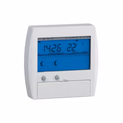 Description générale Programmateur digital semi-encastré pour chauffage électrique avec fil pilote, conçu pour gérer deux zon ...