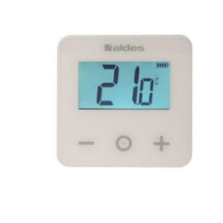 Aldes - Thermostat d'ambiance sans fil à transmission par onde radio et touches tactiles - Accessoire ventilation - Coloris : blanc