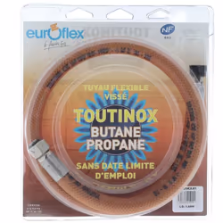 Tuyau gaz butane/propane 1m durée de vie illimité Longueur 1m Raccord à visser Tuyau flexible TOUTINOX Conforme à la norme NF ...