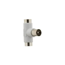 Té dérivation tv, 1 entrée mâle, 2 sorties femelles Ø9,5mm - Blanc Zenitech