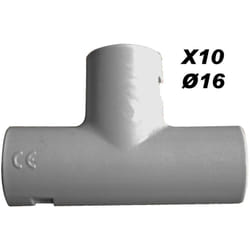 Zenitech - Lot de 10 Tés pour tube irl Ø16mm - Gris
