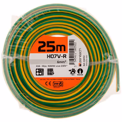 Caractéristiques du câble domestique rigide H07V-R 6mm² - Zenitech Modèle : câble électrique H07V-R 6mm² Destiné à l'usage do ...
