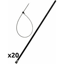 Zenitech - Lot de 20 colliers réutilisables 7,6x 250mm - Noir