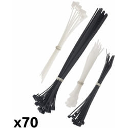 Zenitech - Lot de 70 colliers réutilisables - Noir et Blanc