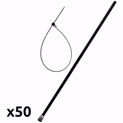 Caractéristiques du lot de 50 colliers réutilisables - 7,6x200mm - noir - Zenitech : Modèle : lot de 50 colliers réutilisable ...