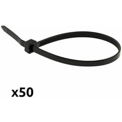 Zenitech - Lot de 50 colliers réutilisables 7,6x 250mm - Noir