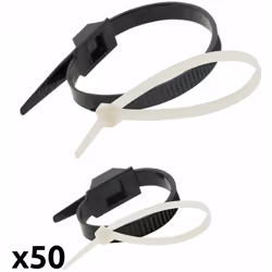 Caractéristiques du lot de 50 colliers de câblage - noir et blanc - Zenitech : Modèle : lot de 50 colliers de câblage Couleur ...