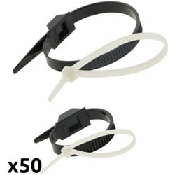 Zenitech - Lot 50 colliers de câblage - Noirs et Blancs