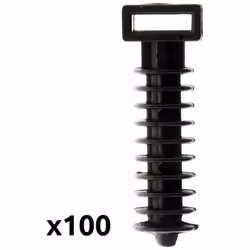 Description générale Lot de 100 embases à chevilles noires, idéales pour fixer des tubes de différents diamètres à l'aide d'u ...