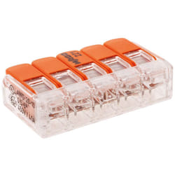 Wago - Borne de raccordement S221 Compact - Connexion rapide - 5 conducteurs avec leviers 4mm² - Orange