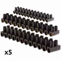 Description générale Lot de 5 barrettes 3x 6 mm² + 2x 10 mm² noires. Ces barrettes vous permettront de réaliser vos connexion ...