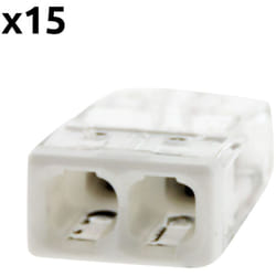 Wago - Lot de 15 bornes S2273 - Connexion rapide - 2 conducteurs - fils rigides 2,5mm² - Transparent