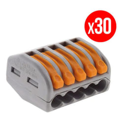 Wago - Pack de 30 bornes de connexion rapide a levier 5 entrées fil souple et rigide - S222