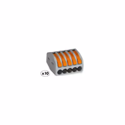 Lot de 15 bornes souples 5 entrées WAGO S222Permet de remplacer un domino électriquePour fils rigides 0, 8 à 4mm²Semi-rigides ...