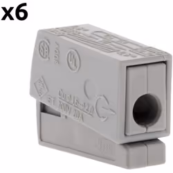 Caractéristiques du lot de 6 bornes de service pour luminaires S224 - Conducteurs rigides 2.5mm² max - connecteurs rapides - ...