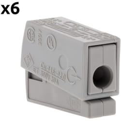 Wago - Lot de 6 bornes de service pour luminaires S224 - Conducteurs rigides 2,5mm² max - connecteurs rapides - Gris