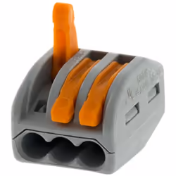 Caractéristiques de la borne rapide S222 - 2/3/5 entrées Wago : Modèle : borne automatique à cliquet S222 Couleur(s) : gris e ...