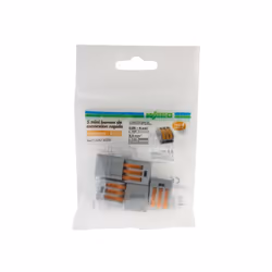 Composition de l'assortiment : WAGO 5 BORNES S222 3FILS 2.5MM² Type de câble : Rigide et souple Section du câble (en mm²) : 2 ...