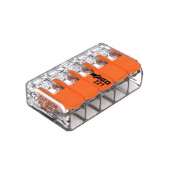Borne à levier - Wago - Série 221 - Pack de 5 - 5 entrées - Compatible 014 à 4 mm²