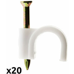 Zenitech - Lot de 20 crochets fixation Ø7mm - Blanc