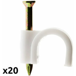 Zenitech - Lot de 20 crochets fixation Ø8mm - Blanc
