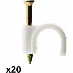 Zenitech - Lot de 20 crochets fixation Ø9mm - Blanc