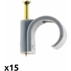 Zenitech - Lot de 15 attaches plastiques Ø16mm - Gris