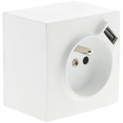 Zenitech - Prise 2P+T + usb 2,4A en saillie - Blanc - Bel'Vue