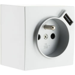 Zenitech - Prise 2 p+t 16A Silver avec prise usb 2,4A - Bel'Vue