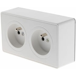 Prise double 16A en saillie - Blanc - Vulco Zenitech
