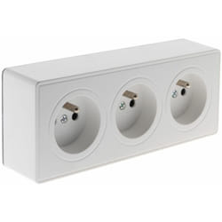 Prise triple 16A en saillie - Blanc - Vulco - Zenitech