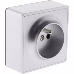 Prise électrique simple en saillie 2 pôles avec terre Vulco - silver - Zenitech Modèle : prise électrique en saillie 2 pôles  ...