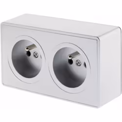 Prise électrique double en saillie 2 pôles avec terre Vulco - silver - Zenitech Modèle : prise électrique en saillie 2 pôles  ...