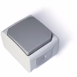 Bouton poussoir Gris Clair - IP54 Bouton poussoir 10A gris étanche (IP54). Convient parfaitement à une utilisation en extérie ...