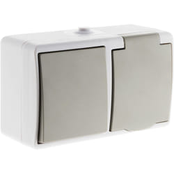Zenitech - Va et vient + Prise 2P+T IP54 - Gris clair