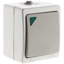 Zenitech - Va et vient simple à voyant - Gris Clair IP54 - Akya