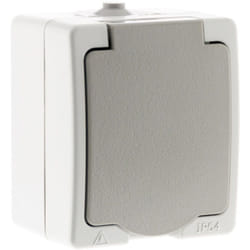 Zenitech - Prise 2P+T 16A - Gris Clair IP54 - Akya