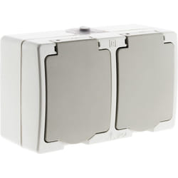 Zenitech - Double prise 2P+T 16A - Gris Clair IP54 - Akya