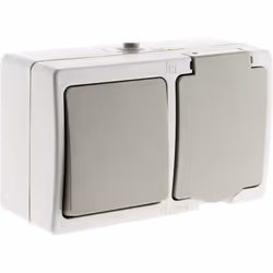 Appareillage mixte horizontal: va-et-vient et prise 2P+T. Grâce à sa protection étanche IP54, cet appareillage mixte convient ...