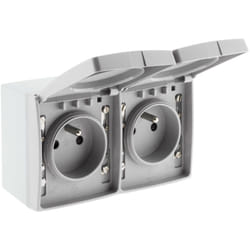 Zenitech - Double prise 16A 2P+T étanche IP55 - Gris - Orok