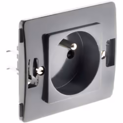 Prise 2P+T 16A noire. Puissance max 3680W sous 230V. Facile à installer et livré avec vis et griffes. Certifié NF et CE.
