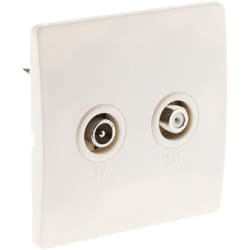 Zenitech - Prise TV/Satellite Double Murale Blanche