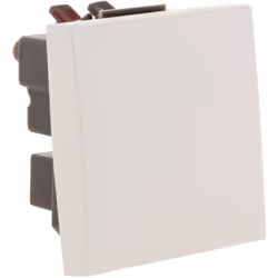 Interrupteur va-et-vient module large 10A. Puissance max: 2300W sous 230V. Couleur: blanc. Fixation à vis ou à griffes. Certi ...