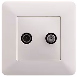 Artezo Prise TV Ø9,52mm + SAT Blanc Cette prise murale double Artezo, élégante et discrète, est conçue pour une intégration p ...